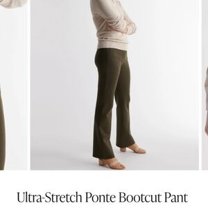 Quince Ultra Stretch BOOT CUT Ponte Pants Olive Green